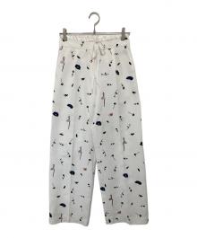 Bibiy.（ビビィ）の古着「B.BLOOMY SLACKS　刺繍 総柄イージーパンツ　B50-PT074WHS」｜ホワイト