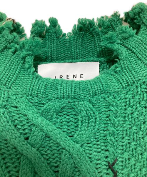 IRENE（アイレネ）IRENE (アイレネ) Mix Cable Cropped Knit ミックス ケーブル クロップド ニット 24A81005 グリーン サイズ:36の古着・服飾アイテム
