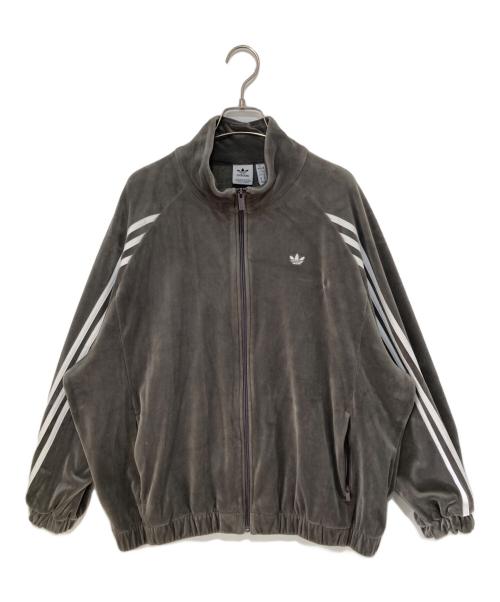 adidas（アディダス）adidas (アディダス) ベルベット オーバーサイズ トラックトップ　2J0001 グレー サイズ:Lの古着・服飾アイテム
