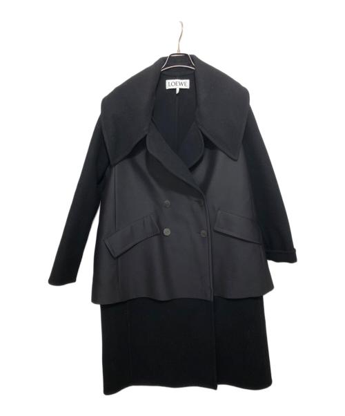 LOEWE（ロエベ）LOEWE (ロエベ) Double-faced wool cashmere cocoon coat（ダブルフェイスドウールカシミヤコクーンコート）S540Y02X30 ブラック サイズ:32の古着・服飾アイテム