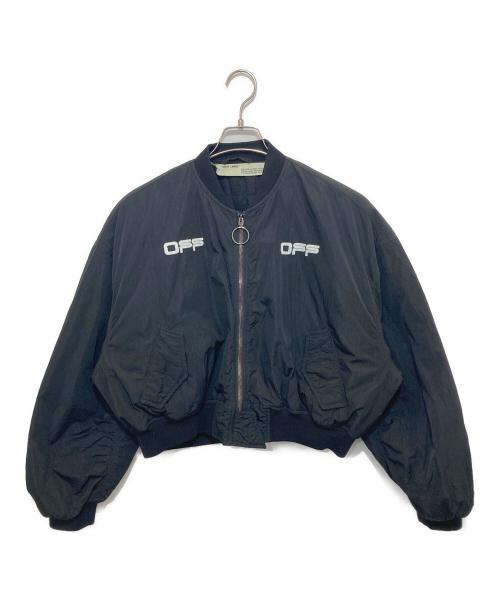 OFFWHITE（オフホワイト）OFFWHITE (オフホワイト) Cropped Varsity Bomber Jacket（クロップドヴァ―シティボンバージャケット） MA-1　OWEA200R20H14094 ブラック サイズ:42の古着・服飾アイテム