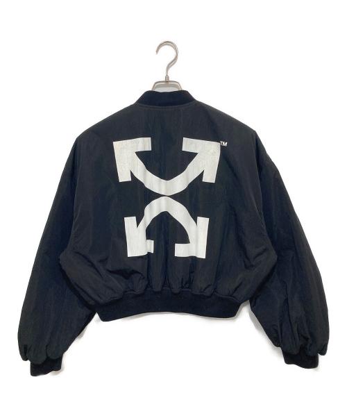 OFFWHITE（オフホワイト）OFFWHITE (オフホワイト) Cropped Varsity Bomber Jacket（クロップドヴァ―シティボンバージャケット） MA-1　OWEA200R20H14094 ブラック サイズ:42の古着・服飾アイテム