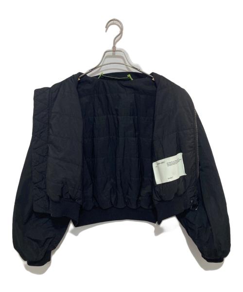 OFFWHITE（オフホワイト）OFFWHITE (オフホワイト) Cropped Varsity Bomber Jacket（クロップドヴァ―シティボンバージャケット） MA-1　OWEA200R20H14094 ブラック サイズ:42の古着・服飾アイテム