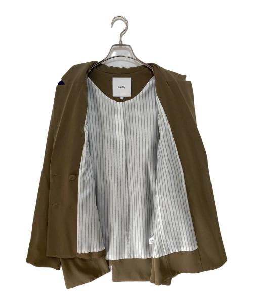 UN3D.（アンスリード）UN3D. (アンスリード) KNIT DOCKING JK（ニットドッキングジャケット）テーラードジャケット　522250102401-01 ベージュ×ブルー サイズ:38の古着・服飾アイテム