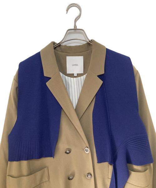 UN3D.（アンスリード）UN3D. (アンスリード) KNIT DOCKING JK（ニットドッキングジャケット）テーラードジャケット　522250102401-01 ベージュ×ブルー サイズ:38の古着・服飾アイテム