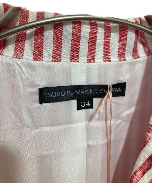TSURU by MARIKO OIKAWA（ツルバイマリコオイカワ）TSURU by MARIKO OIKAWA (ツルバイマリコオイカワ) ストライプシャツワンピース　25SS　DR-1253330 レッド サイズ:34の古着・服飾アイテム