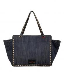 VALENTINO GARAVANI（ヴァレンティノ・ガラヴァーニ）の古着「デニム ロックスタッズ2WAYバッグ ショルダー付きハンドバッグ」｜インディゴ