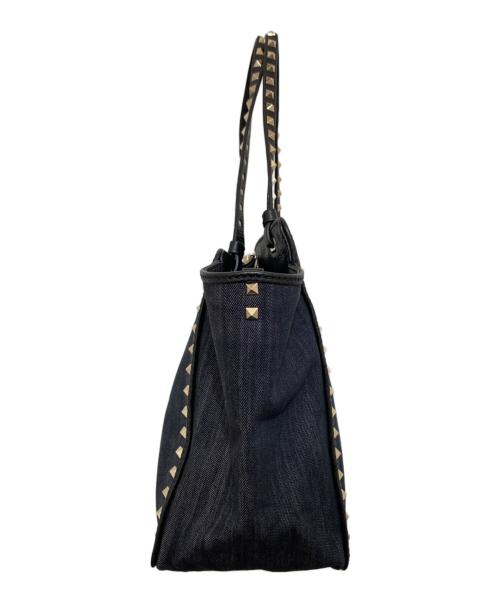 VALENTINO GARAVANI（ヴァレンティノ・ガラヴァーニ）VALENTINO GARAVANI (ヴァレンティノ・ガラヴァーニ) デニム ロックスタッズ2WAYバッグ ショルダー付きハンドバッグ インディゴの古着・服飾アイテム