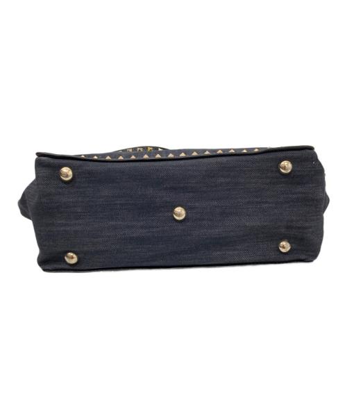 VALENTINO GARAVANI（ヴァレンティノ・ガラヴァーニ）VALENTINO GARAVANI (ヴァレンティノ・ガラヴァーニ) デニム ロックスタッズ2WAYバッグ ショルダー付きハンドバッグ インディゴの古着・服飾アイテム
