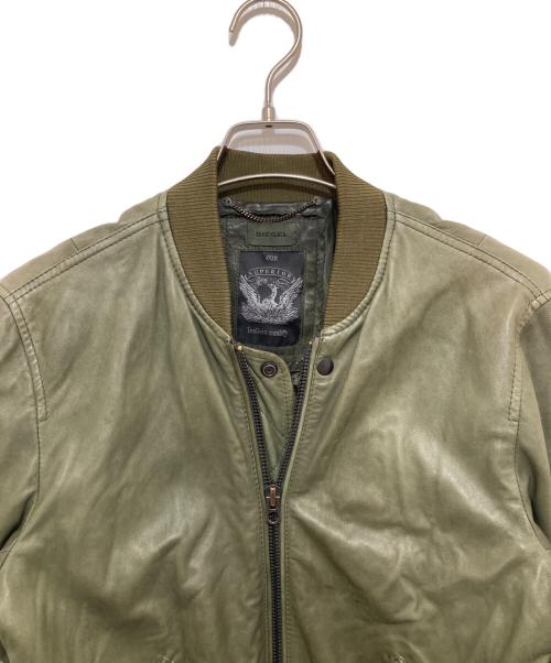 DIESEL（ディーゼル）DIESEL (ディーゼル) SUPERIOR  シープスキン レザーブルゾン カーキ サイズ:Mの古着・服飾アイテム