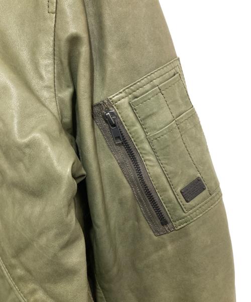 DIESEL（ディーゼル）DIESEL (ディーゼル) SUPERIOR  シープスキン レザーブルゾン カーキ サイズ:Mの古着・服飾アイテム