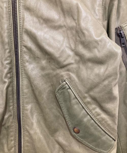 DIESEL（ディーゼル）DIESEL (ディーゼル) SUPERIOR  シープスキン レザーブルゾン カーキ サイズ:Mの古着・服飾アイテム