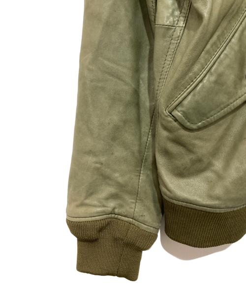 DIESEL（ディーゼル）DIESEL (ディーゼル) SUPERIOR  シープスキン レザーブルゾン カーキ サイズ:Mの古着・服飾アイテム