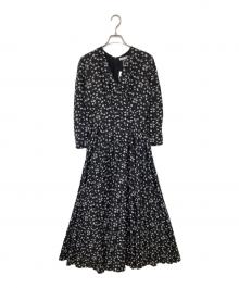 MARIHA（マリハ）の古着「マドモアゼルのドレス　花柄　総柄プリントドレス　カシュクールワンピース」｜ブラック