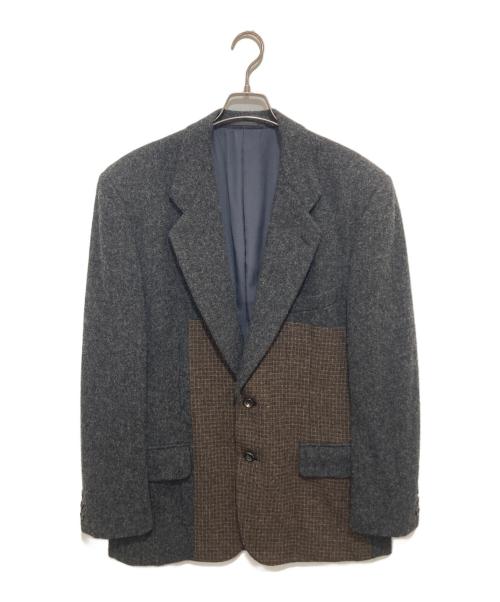 COMME des GARCONS HOMME PLUS（コムデギャルソンオムプリュス）COMME des GARCONS HOMME PLUS (コムデギャルソンオムプリュス) 90’S チェック切替ウール2Bテーラードジャケット　PJ-04023M グレー サイズ:Mの古着・服飾アイテム