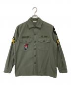 BUZZ RICKSON'Sバズリクソンズ）の古着「COTTON SATEEN OLIVE GREEN SHADE107（コットンサテン オリーブグリーンシェード）/ ミリタリーシャツ　BR29586　John Lennon/ジョンレノン モデル」｜オリーブ