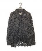 Maison MIHARA YASUHIROメゾン ミハラ ヤスヒロ）の古着「Fake Leather Lace Shirt（フェイクレザー レースシャツ）　B10SH121」｜ブラック