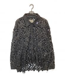 Maison MIHARA YASUHIRO（メゾン ミハラ ヤスヒロ）の古着「Fake Leather Lace Shirt（フェイクレザー レースシャツ）　B10SH121」｜ブラック