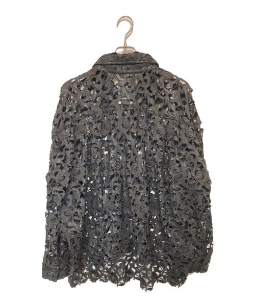 Maison MIHARA YASUHIRO（メゾン ミハラ ヤスヒロ）Maison MIHARA YASUHIRO (メゾン ミハラ ヤスヒロ) Fake Leather Lace Shirt（フェイクレザー レースシャツ）　B10SH121 ブラック サイズ:36の古着・服飾アイテム