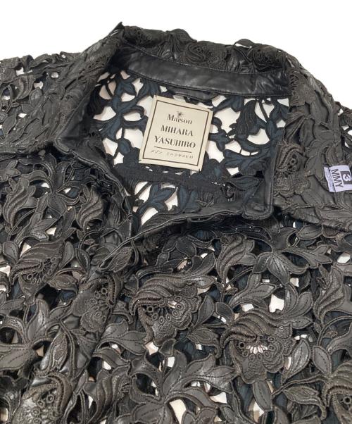 Maison MIHARA YASUHIRO（メゾン ミハラ ヤスヒロ）Maison MIHARA YASUHIRO (メゾン ミハラ ヤスヒロ) Fake Leather Lace Shirt（フェイクレザー レースシャツ）　B10SH121 ブラック サイズ:36の古着・服飾アイテム