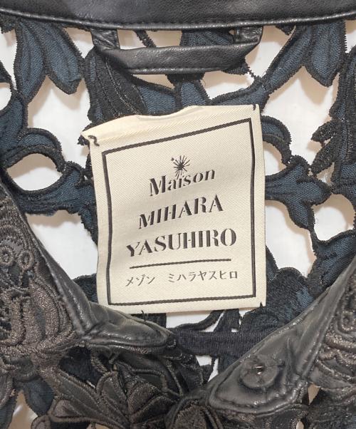 Maison MIHARA YASUHIRO（メゾン ミハラ ヤスヒロ）Maison MIHARA YASUHIRO (メゾン ミハラ ヤスヒロ) Fake Leather Lace Shirt（フェイクレザー レースシャツ）　B10SH121 ブラック サイズ:36の古着・服飾アイテム