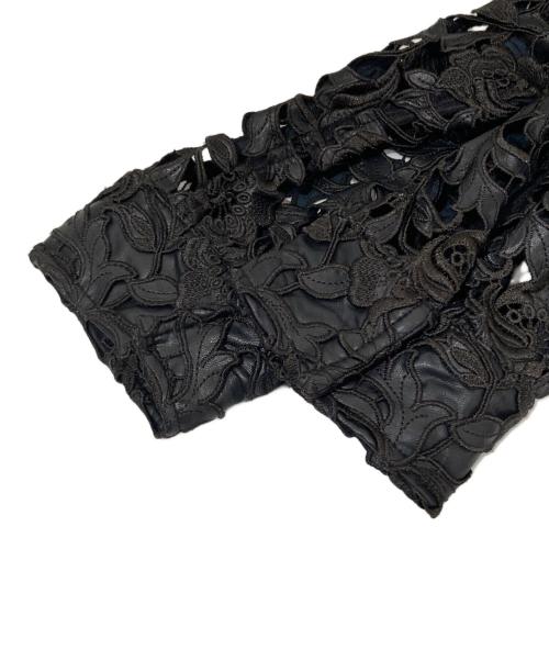 Maison MIHARA YASUHIRO（メゾン ミハラ ヤスヒロ）Maison MIHARA YASUHIRO (メゾン ミハラ ヤスヒロ) Fake Leather Lace Shirt（フェイクレザー レースシャツ）　B10SH121 ブラック サイズ:36の古着・服飾アイテム
