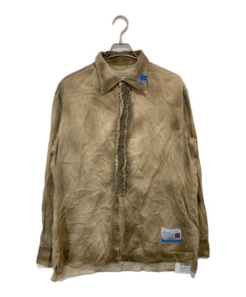 Maison MIHARA YASUHIRO（メゾン ミハラ ヤスヒロ）Maison MIHARA YASUHIRO (メゾン ミハラ ヤスヒロ) ウォッシュド加工フリルオーバー長袖シャツ 	B11SH112 ベージュ サイズ:36の古着・服飾アイテム