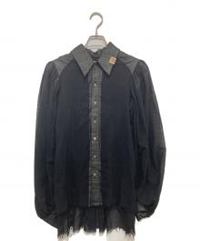 Maison MIHARA YASUHIRO（メゾン ミハラ ヤスヒロ）の古着「シアーウールギャザーブラウス B08SH231」｜ブラック