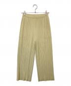 PLEATS PLEASEプリーツプリーズ）の古着「THICKER BOTTOMS 2（シッカーボトムス）/ プリーツパンツ　PP31JF392」｜イエロー