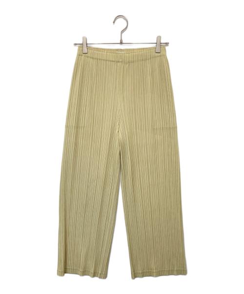 PLEATS PLEASE（プリーツプリーズ）PLEATS PLEASE (プリーツプリーズ) THICKER BOTTOMS 2（シッカーボトムス）/ プリーツパンツ　PP31JF392 イエロー サイズ:2の古着・服飾アイテム