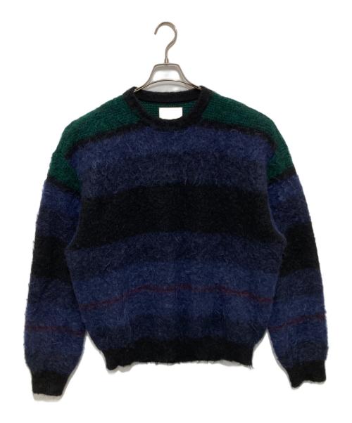 YOKE（ヨーク）YOKE (ヨーク) MOHAIR BORDER CREWNECK SWEATER(モヘアボーダーニット)YK23FW0572S ネイビー サイズ:2の古着・服飾アイテム