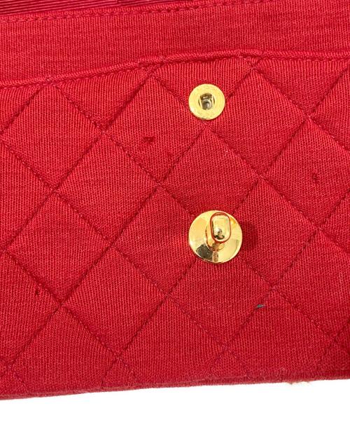 CHANEL（シャネル）CHANEL (シャネル) コットンダブルフラップチェーンショルダーバッグ レッドの古着・服飾アイテム