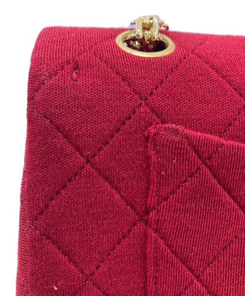 CHANEL（シャネル）CHANEL (シャネル) コットンダブルフラップチェーンショルダーバッグ レッドの古着・服飾アイテム