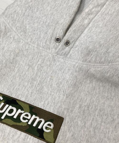 SUPREME（シュプリーム）Supreme (シュプリーム) Box logo Hooded Sweatshirt　迷彩ボックスロゴ　パーカー グレー サイズ:Sの古着・服飾アイテム
