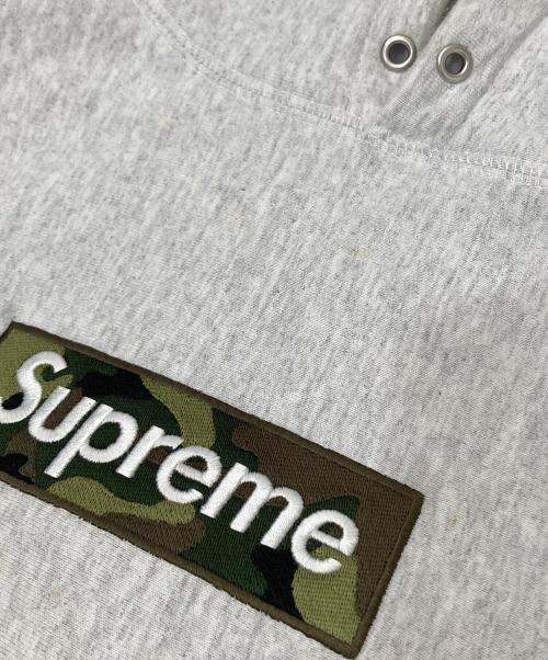 SUPREME（シュプリーム）Supreme (シュプリーム) Box logo Hooded Sweatshirt　迷彩ボックスロゴ　パーカー グレー サイズ:Sの古着・服飾アイテム
