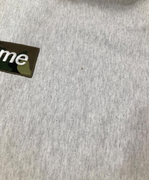SUPREME（シュプリーム）Supreme (シュプリーム) Box logo Hooded Sweatshirt　迷彩ボックスロゴ　パーカー グレー サイズ:Sの古着・服飾アイテム