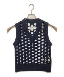 Maison Margiela（メゾンマルジェラ）の古着「パンチング ニットベスト　KNIT VEST　S51HA1064 S17484」｜ネイビー