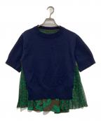 sacaiサカイ）の古着「Floral Print Docking Knit Blouse」｜ネイビー