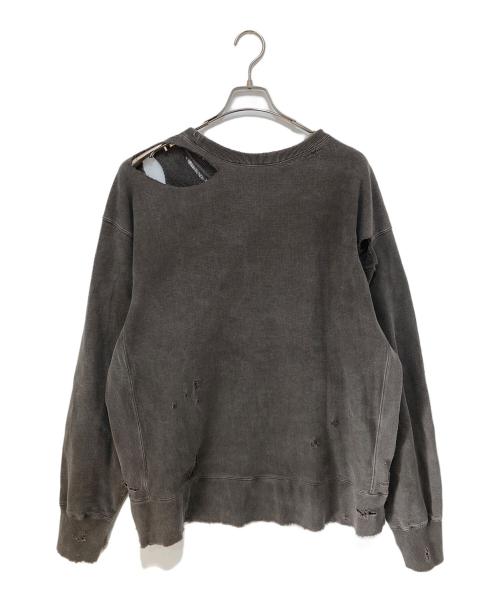 ANCELLM（アンセルム）ANCELLM (アンセルム) CRASH SWEAT SHIRT　ダメージ加工　ロゴプリントスウェット　ANC-CT43 ブラウン サイズ:3の古着・服飾アイテム