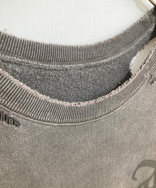 ANCELLM（アンセルム）ANCELLM (アンセルム) CRASH SWEAT SHIRT　ダメージ加工　ロゴプリントスウェット　ANC-CT43 ブラウン サイズ:3の古着・服飾アイテム