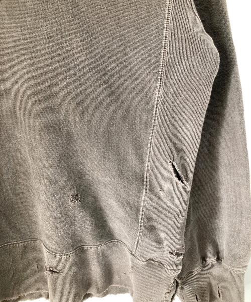 ANCELLM（アンセルム）ANCELLM (アンセルム) CRASH SWEAT SHIRT　ダメージ加工　ロゴプリントスウェット　ANC-CT43 ブラウン サイズ:3の古着・服飾アイテム