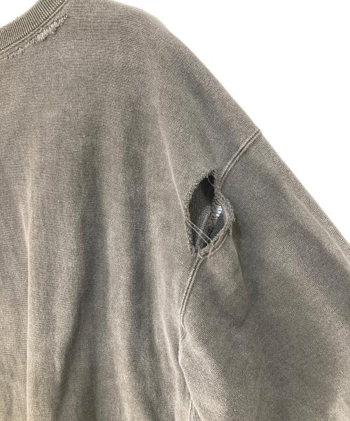 ANCELLM（アンセルム）ANCELLM (アンセルム) CRASH SWEAT SHIRT　ダメージ加工　ロゴプリントスウェット　ANC-CT43 ブラウン サイズ:3の古着・服飾アイテム