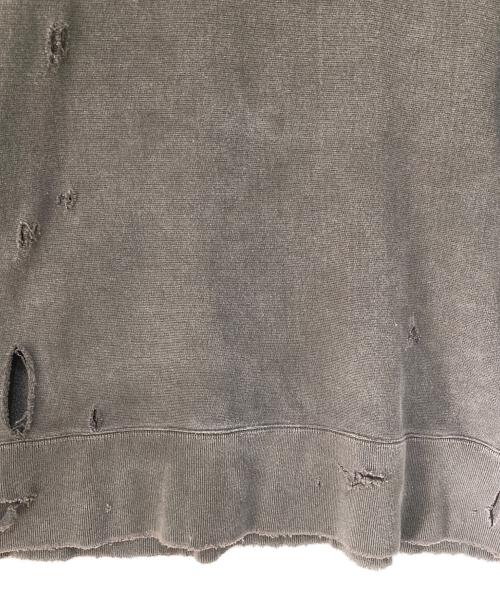 ANCELLM（アンセルム）ANCELLM (アンセルム) CRASH SWEAT SHIRT　ダメージ加工　ロゴプリントスウェット　ANC-CT43 ブラウン サイズ:3の古着・服飾アイテム