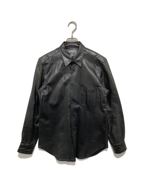 COMME des GARCONS HOMME（コムデギャルソン オム）COMME des GARCONS HOMME (コムデギャルソン オム) レザーシャツジャケット AD2002 田中オム HH-B044 ブラック サイズ:不明の古着・服飾アイテム