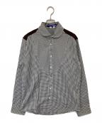 COMME des GARCONS JUNYA WATANABE MANコム デ ギャルソン ジュンヤ ワタナベ マン）の古着「エルボーパッチ　切替ギンガムチェックシャツ CHECK SHIRTS　AZ-T026　AD2005」｜ホワイト
