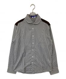 COMME des GARCONS JUNYA WATANABE MAN（コム デ ギャルソン ジュンヤ ワタナベ マン）の古着「エルボーパッチ　切替ギンガムチェックシャツ CHECK SHIRTS　AZ-T026　AD2005」｜ホワイト