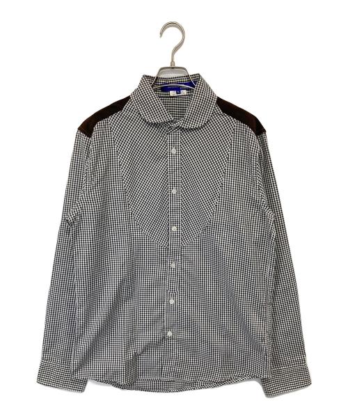COMME des GARCONS JUNYA WATANABE MAN（コム デ ギャルソン ジュンヤ ワタナベ マン）COMME des GARCONS JUNYA WATANABE MAN エルボーパッチ　切替ギンガムチェックシャツ CHECK SHIRTS　AZ-T026　AD2005 ホワイト サイズ:XLの古着・服飾アイテム