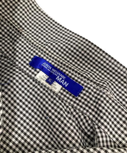 COMME des GARCONS JUNYA WATANABE MAN（コム デ ギャルソン ジュンヤ ワタナベ マン）COMME des GARCONS JUNYA WATANABE MAN エルボーパッチ　切替ギンガムチェックシャツ CHECK SHIRTS　AZ-T026　AD2005 ホワイト サイズ:XLの古着・服飾アイテム