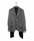 BLACK COMME des GARCONSブラックコムデギャルソン）の古着「Unisex Wool Tweed Herringbone Jacket　ユニセックスウールツイードヘリンボーンテーラードジャケット　1N-J012　」｜グレー