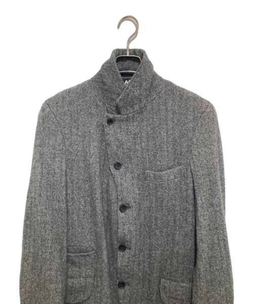 BLACK COMME des GARCONS（ブラックコムデギャルソン）BLACK COMME des GARCONS Unisex Wool Tweed Herringbone Jacket　ユニセックスウールツイードヘリンボーンテーラードジャケット　1N-J012　 グレー サイズ:Mの古着・服飾アイテム